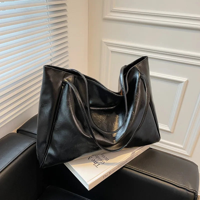 Women Tote Bag Fashion Underarm Pouch Large Capacity Soft Pu Leather Shoulder Bag Retro Crossbody Bag Casual Portable BucketBags