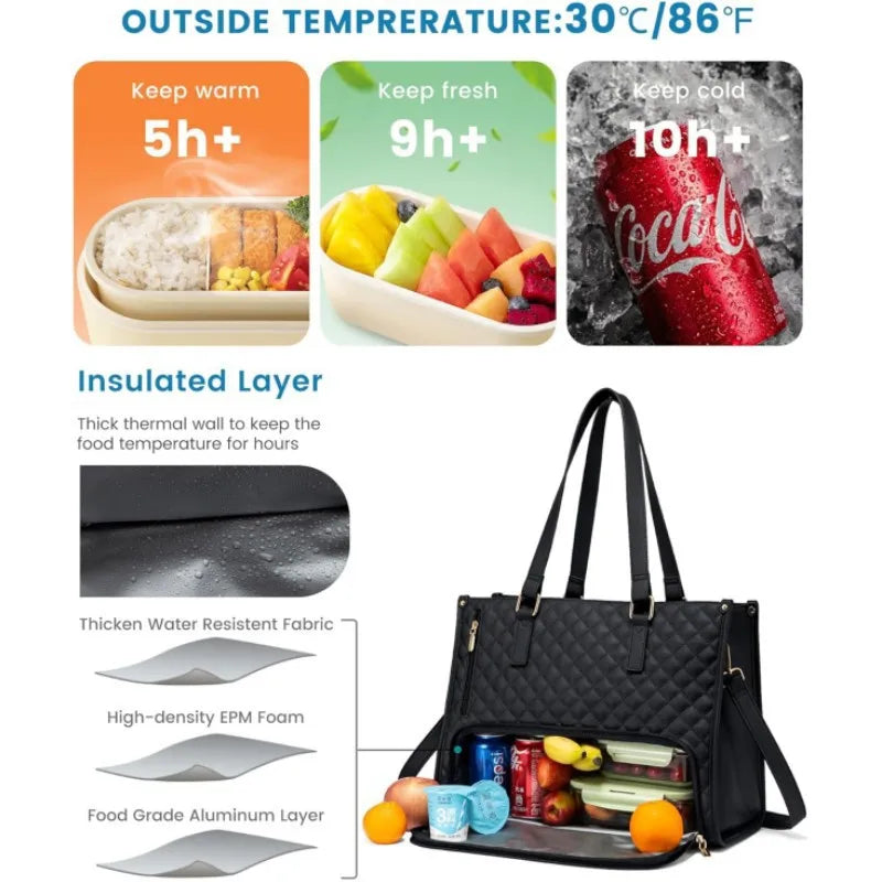 Women Bags Large Women Lunch Bags With Insulated Compartment Tote Bag with Leakproof Lunch Box Pocket Work Bag Handbag