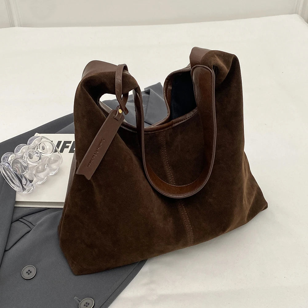 Women Bag Vintage Shoulder Bag Autumn Winter Handbag Solid Color Large Capacity Shopping Bags Purse for Ladies Totes